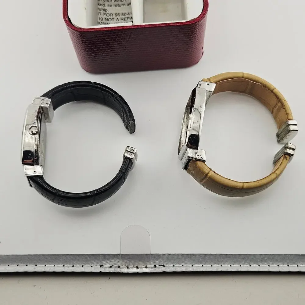Cato Big Number Analog Watch Interchangeable Cuff Style Band Black Tan NEW